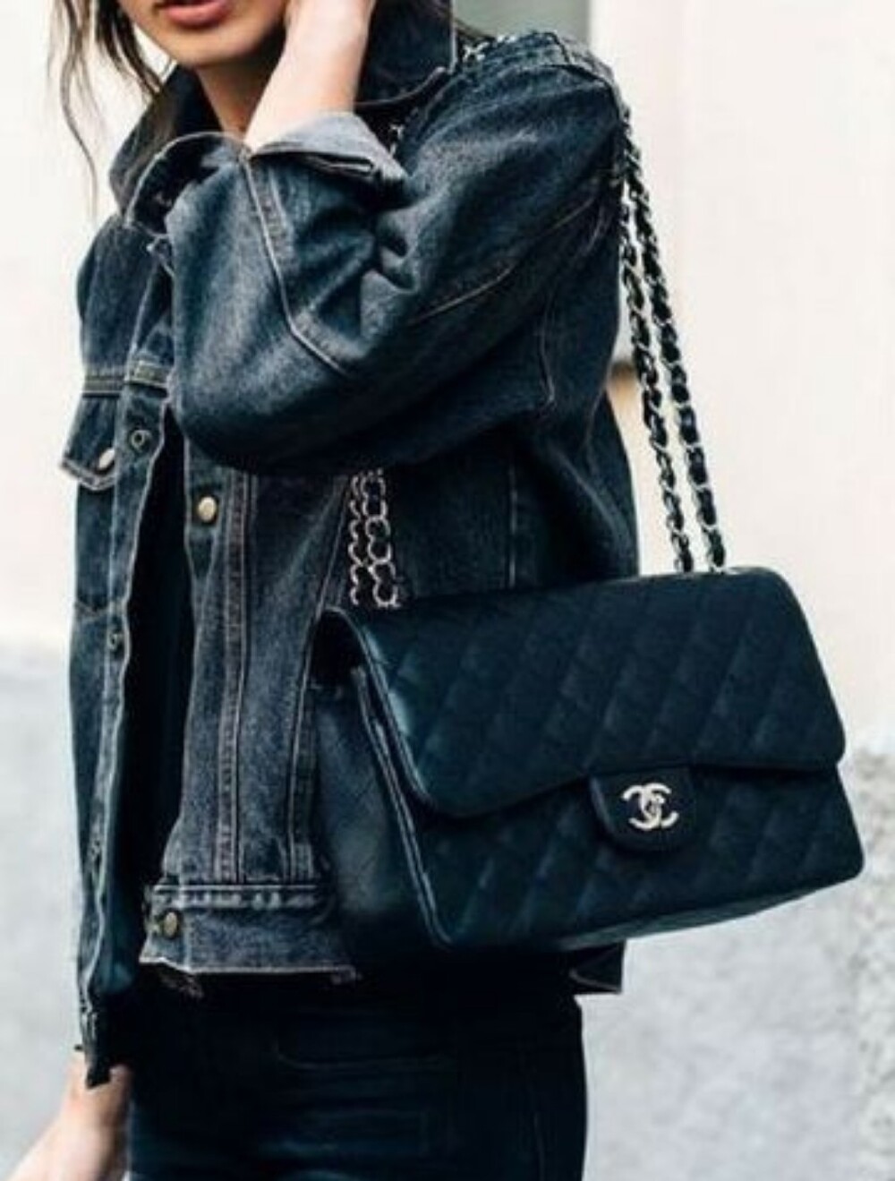 Rare! Chanel CC 24 kt Gold HW Classic Single Flap Bag Quilted BLACK Caviar JUMBO